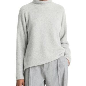 Vince 100% Cashmere Mock Neck Turtleneck Funnel Sweater Jumper Stone Gray NWT!!!